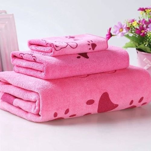 Ensemble de 03 serviettes de bain pour Bébé et maman , légère, absorbante, multifonctions - Rose