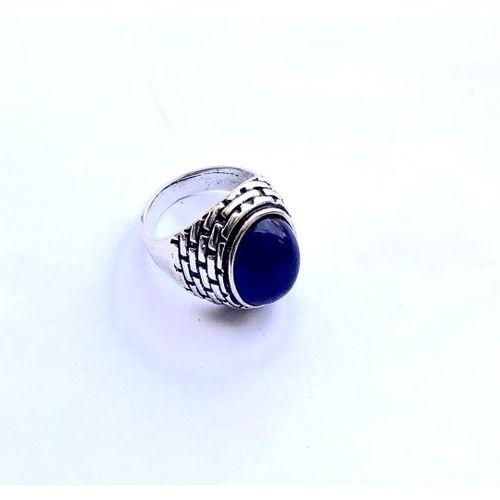 Lot de 2 x New Bague Argent Synthétique - Perle précieuse Bleu