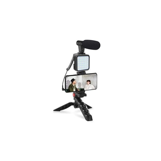 Kit de Microphone vidéo pour Smartphone, avec lumière LED, support de téléphone, trépied, poignée Vlog, pour film YouTube, Vlog