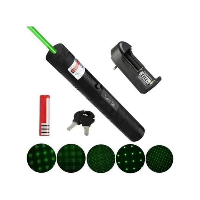 Pointeur laser 301 pro vert ultra puissant 1mw 532 + pile18650 offerte pointer