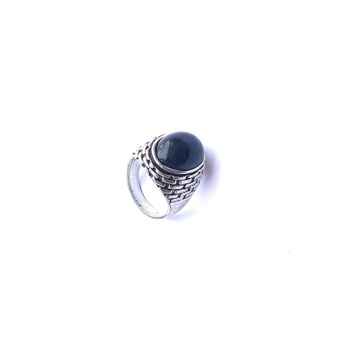 Lot de 2 x New Bague Argent Synthétique - Perle précieuse Noir